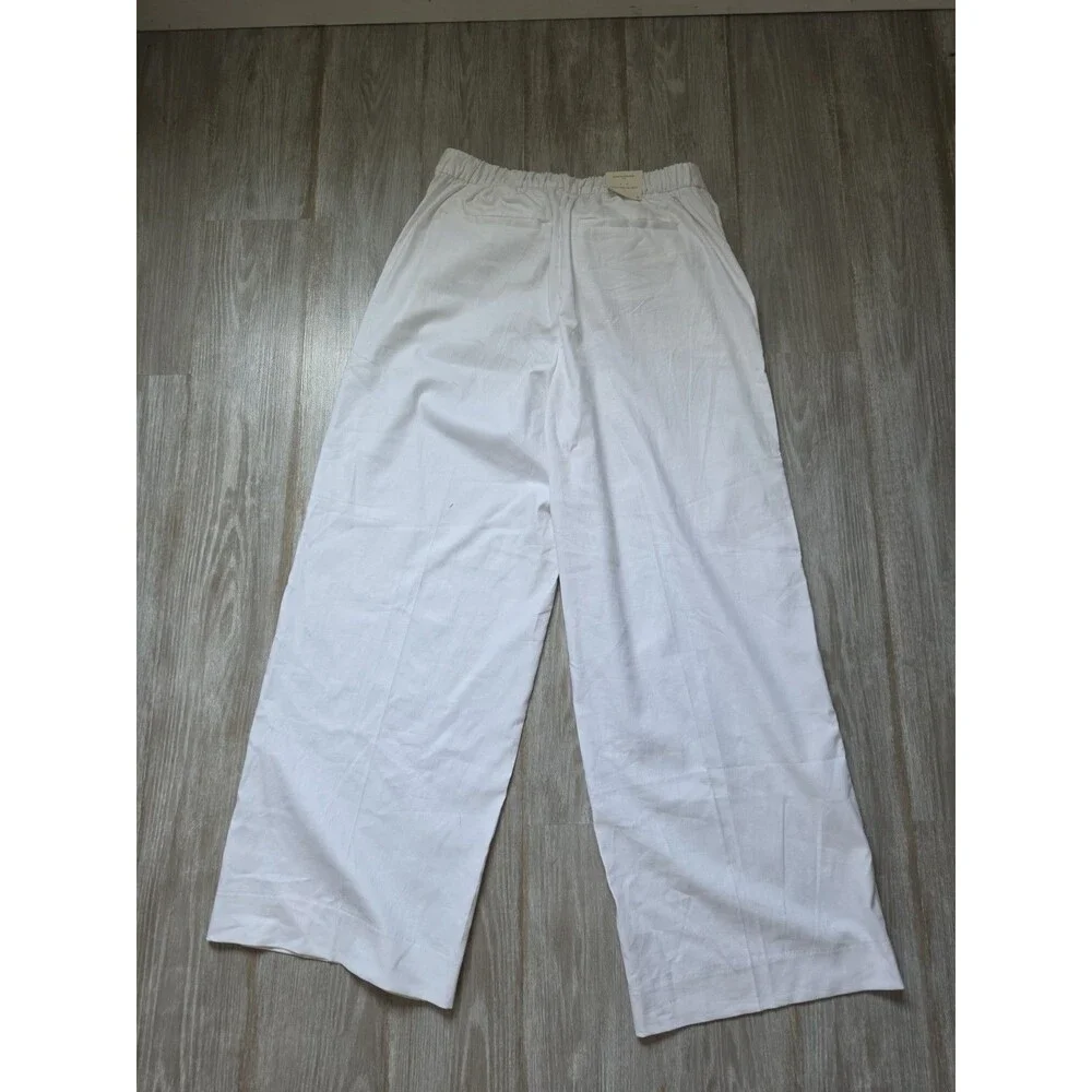 NWT Banana Republic Hayden Wide Leg Pants White Pull On Stretch Womens L DEFECTS